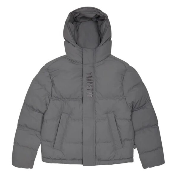 TRAPSTAR DECODED HOODED PUFFER 2.0 JACKET - SMOKE GREY - Picture 1 of 2